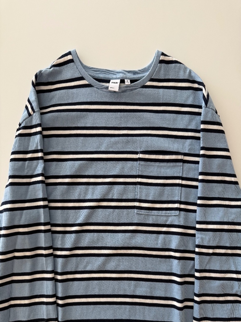 Aritzia | TNA Mighty Cotton Fletch Longsleeve | Blue & White | Size Medium